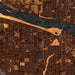 Kennewick Washington Map Print in Ember Style Zoomed In Close Up Showing Details
