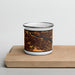 Front View Custom Kennewick Washington Map Enamel Mug in Ember on Cutting Board
