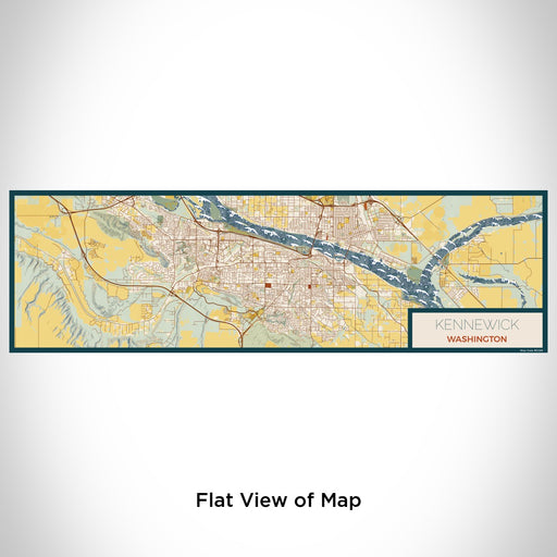 Flat View of Map Custom Kennewick Washington Map Enamel Mug in Woodblock