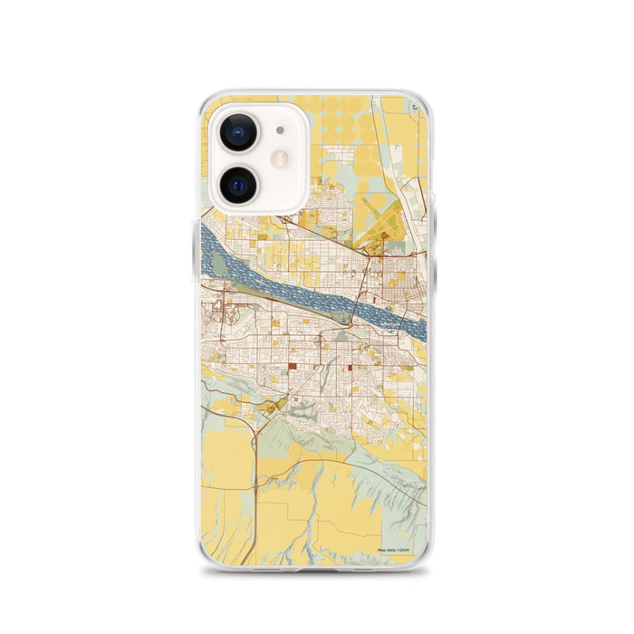 Custom Kennewick Washington Map iPhone 12 Phone Case in Woodblock