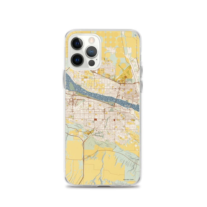 Custom Kennewick Washington Map iPhone 12 Pro Phone Case in Woodblock