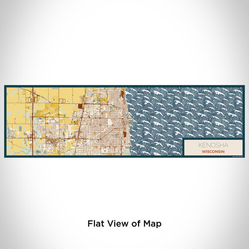Flat View of Map Custom Kenosha Wisconsin Map Enamel Mug in Woodblock