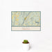 12x18 Kent Connecticut Map Print Landscape Orientation in Woodblock Style With Small Cactus Plant in White Planter