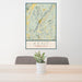 24x36 Kent Connecticut Map Print Portrait Orientation in Woodblock Style Behind 2 Chairs Table and Potted Plant