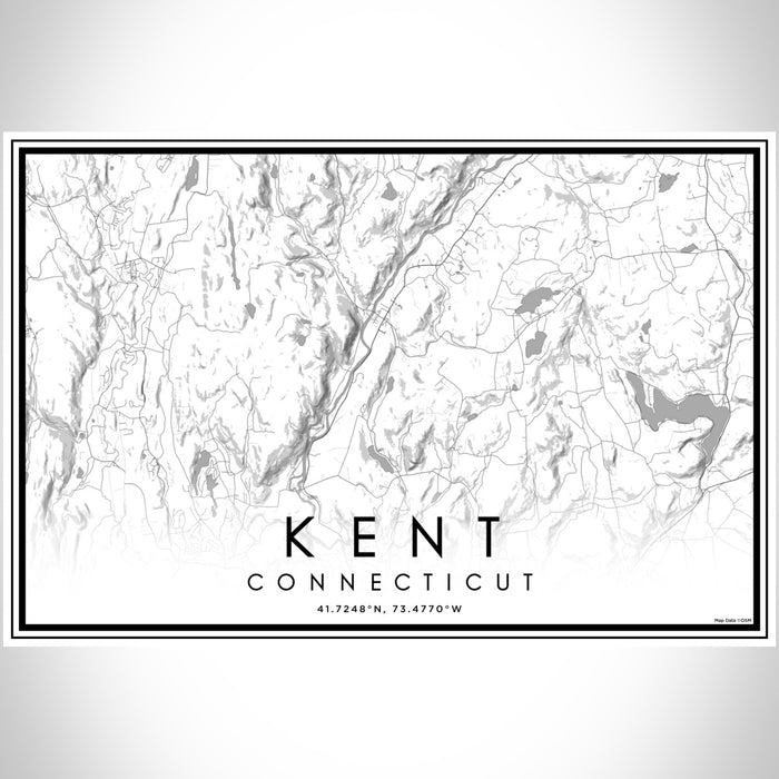 Kent Connecticut Map Print Landscape Orientation in Classic Style With Shaded Background