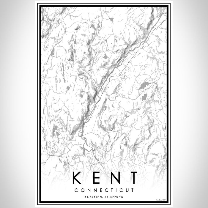 Kent Connecticut Map Print Portrait Orientation in Classic Style With Shaded Background