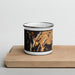 Front View Custom Kent Connecticut Map Enamel Mug in Ember on Cutting Board