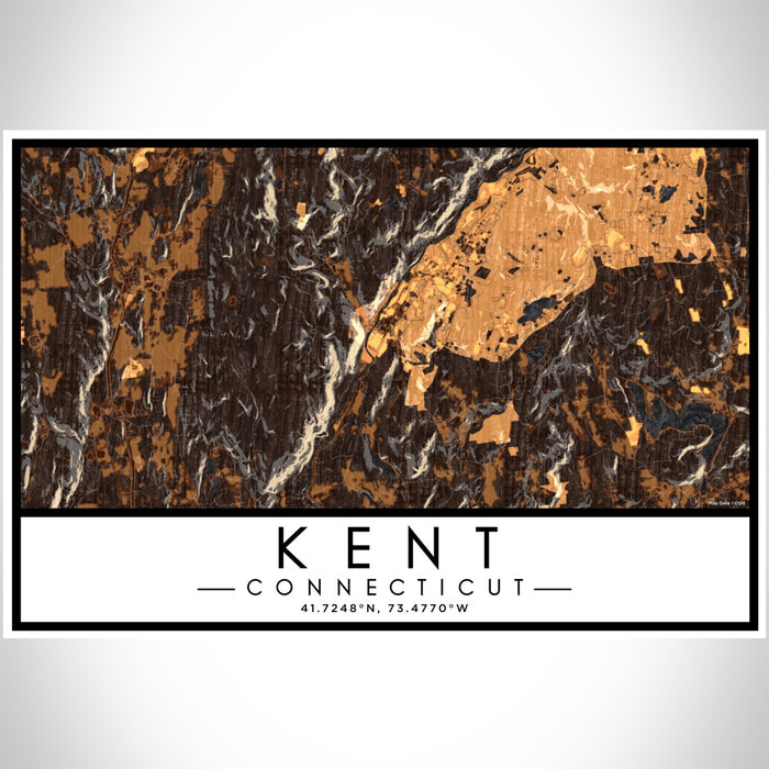 Kent Connecticut Map Print Landscape Orientation in Ember Style With Shaded Background