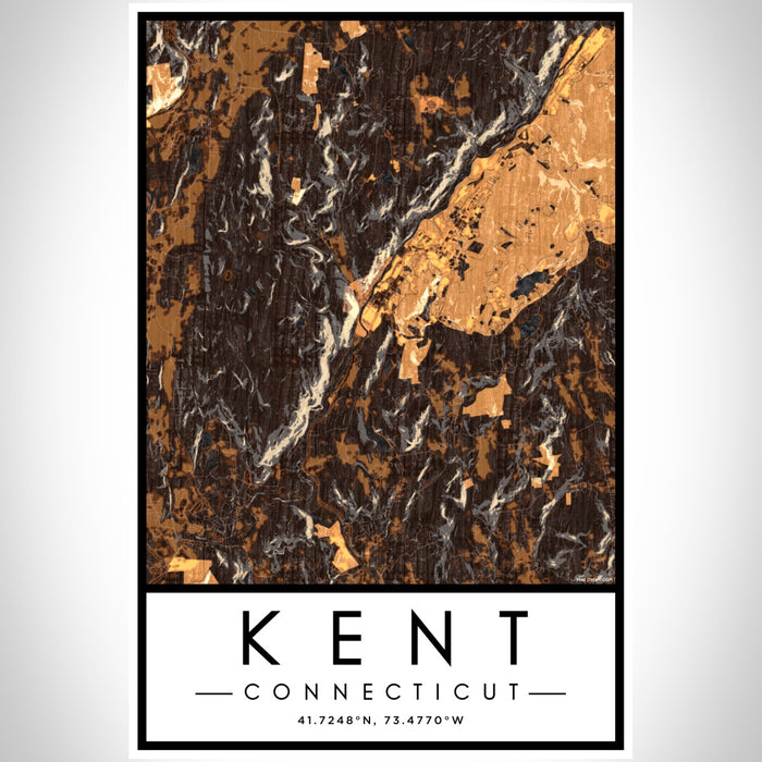 Kent Connecticut Map Print Portrait Orientation in Ember Style With Shaded Background