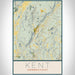 Kent Connecticut Map Print Portrait Orientation in Woodblock Style With Shaded Background