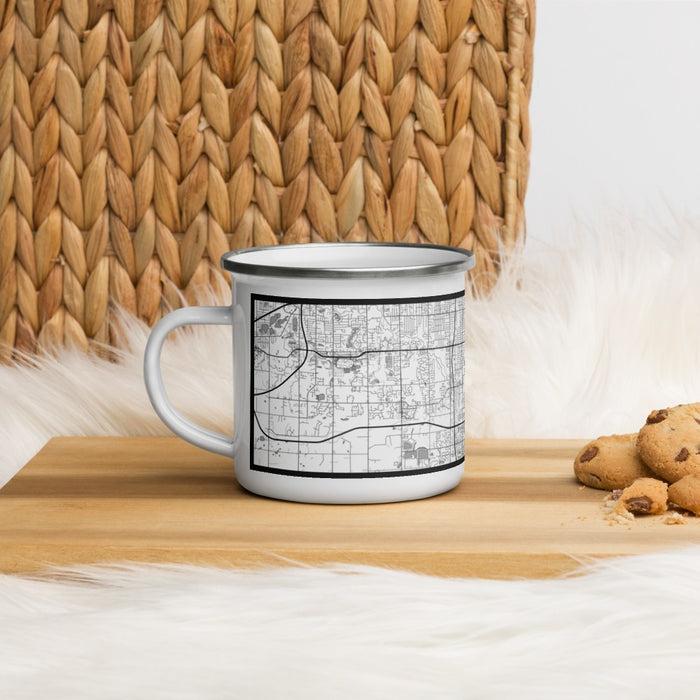 Left View Custom Kentwood Michigan Map Enamel Mug in Classic on Table Top