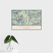 16x24 Kernville California Map Print Landscape Orientation in Woodblock Style With Tropical Plant Leaves in Water