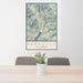 24x36 Kernville California Map Print Portrait Orientation in Woodblock Style Behind 2 Chairs Table and Potted Plant