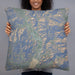 Person holding 22x22 Custom Kernville California Map Throw Pillow in Afternoon