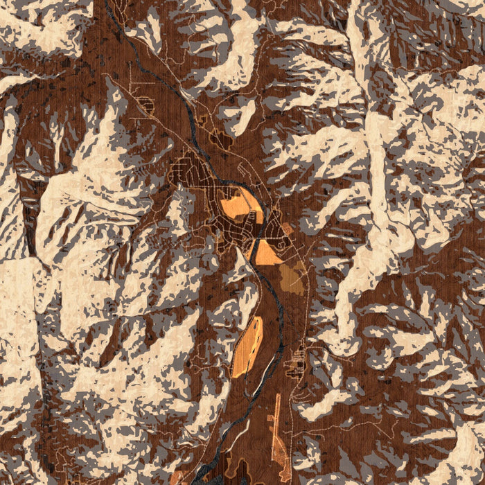 Kernville California Map Print in Ember Style Zoomed In Close Up Showing Details