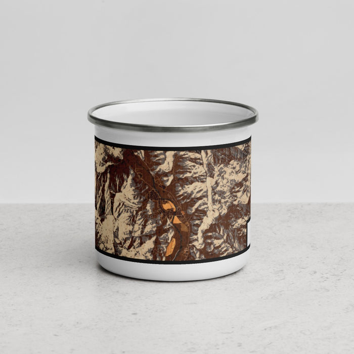 Front View Custom Kernville California Map Enamel Mug in Ember