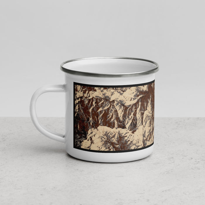 Left View Custom Kernville California Map Enamel Mug in Ember