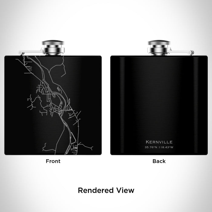 Rendered View of Kernville California Map Engraving on 6oz Stainless Steel Flask in Black