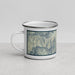 Left View Custom Kernville California Map Enamel Mug in Woodblock