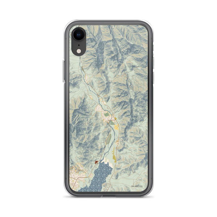 Custom iPhone XR Kernville California Map Phone Case in Woodblock