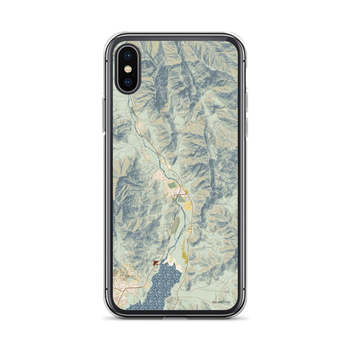 Custom iPhone X/XS Kernville California Map Phone Case in Woodblock
