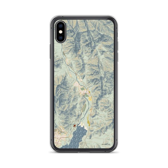 Custom iPhone XS Max Kernville California Map Phone Case in Woodblock