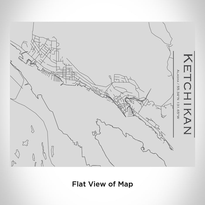 Rendered View of Ketchikan Alaska Map Engraving on 20oz Stainless Steel Insulated Bottle with Bamboo Top