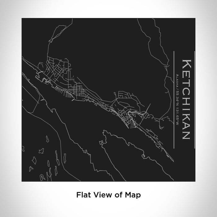 Rendered View of Ketchikan Alaska Map Engraving on 17oz Stainless Steel Insulated Tumbler in Black