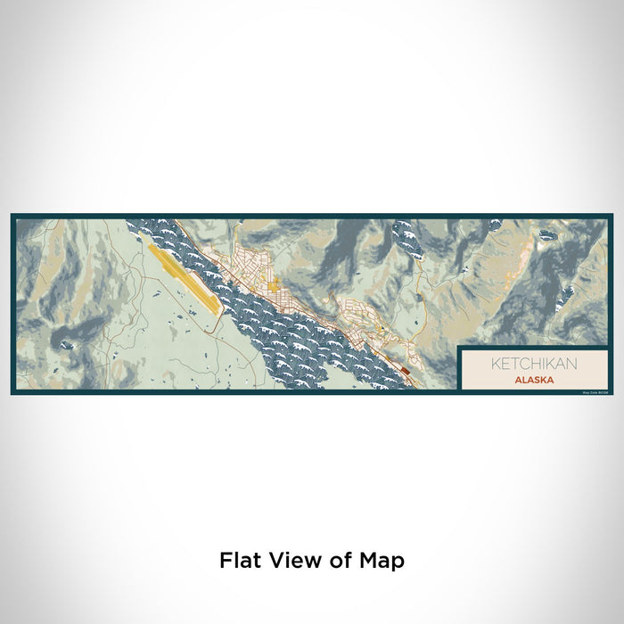 Flat View of Map Custom Ketchikan Alaska Map Enamel Mug in Woodblock