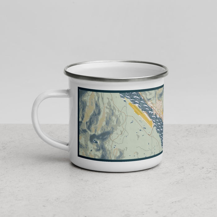 Left View Custom Ketchikan Alaska Map Enamel Mug in Woodblock