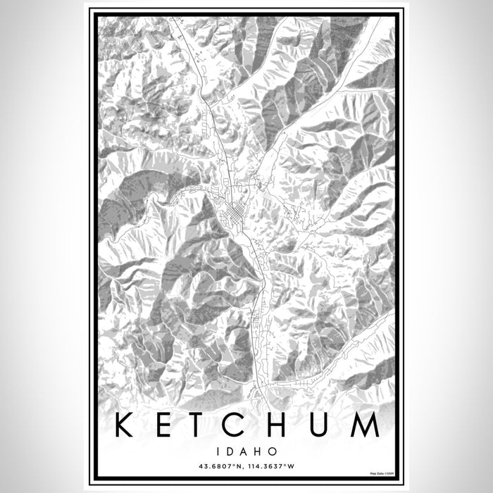 Ketchum Idaho Map Print Portrait Orientation in Classic Style With Shaded Background
