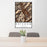 24x36 Ketchum Idaho Map Print Portrait Orientation in Ember Style Behind 2 Chairs Table and Potted Plant
