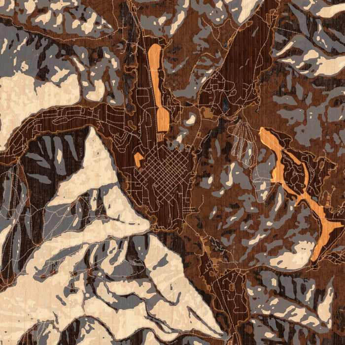 Ketchum Idaho Map Print in Ember Style Zoomed In Close Up Showing Details