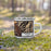 Right View Custom Ketchum Idaho Map Enamel Mug in Ember on Grass With Trees in Background