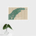 16x24 Keweenaw Peninsula Michigan Map Print Landscape Orientation in Afternoon Style With Tropical Plant Leaves in Water