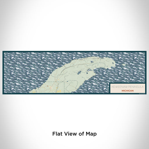 Flat View of Map Custom Keweenaw Peninsula Michigan Map Enamel Mug in Woodblock