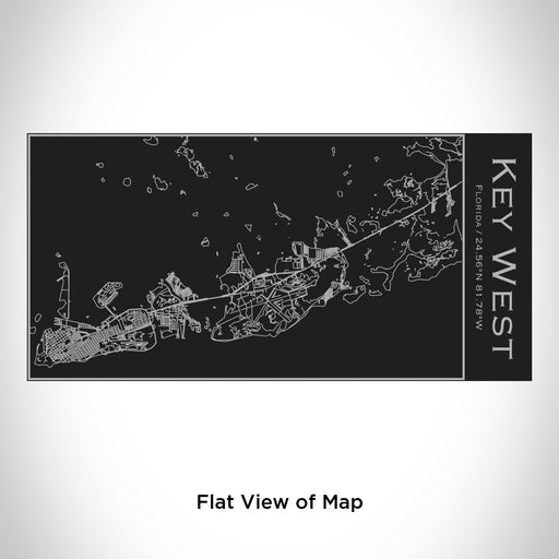 Rendered View of Key West Florida Map Engraving on 17oz Stainless Steel Insulated Cola Bottle in Black