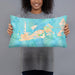 Person holding 20x12 Custom Key West Florida Map Throw Pillow in Watercolor
