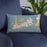 Custom Key West Florida Map Throw Pillow in Woodblock on Blue Colored Chair