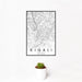12x18 Kigali Rwanda Map Print Portrait Orientation in Classic Style With Small Cactus Plant in White Planter