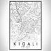 Kigali Rwanda Map Print Portrait Orientation in Classic Style With Shaded Background