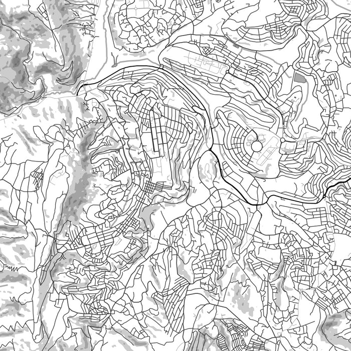 Kigali Rwanda Map Print in Classic Style Zoomed In Close Up Showing Details