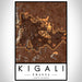 Kigali Rwanda Map Print Portrait Orientation in Ember Style With Shaded Background