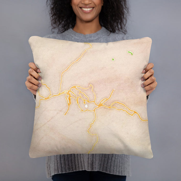 Person holding 18x18 Custom Kigali Rwanda Map Throw Pillow in Watercolor