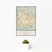 12x18 Kigali Rwanda Map Print Portrait Orientation in Woodblock Style With Small Cactus Plant in White Planter
