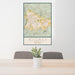 24x36 Kigali Rwanda Map Print Portrait Orientation in Woodblock Style Behind 2 Chairs Table and Potted Plant