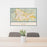 24x36 Kigali Rwanda Map Print Landscape Orientation in Woodblock Style Behind 2 Chairs Table and Potted Plant