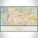 Kigali Rwanda Map Print Landscape Orientation in Woodblock Style With Shaded Background