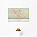 12x18 Killeen Texas Map Print Landscape Orientation in Woodblock Style With Small Cactus Plant in White Planter