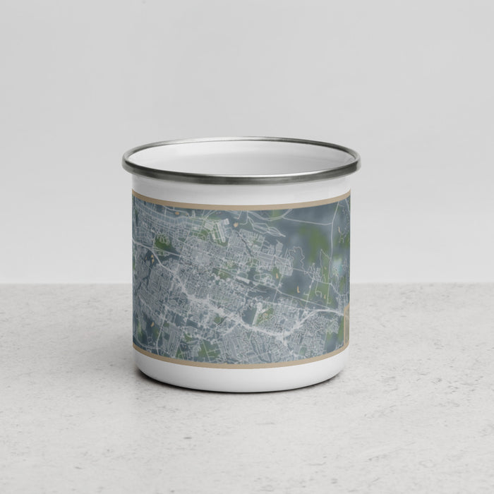Front View Custom Killeen Texas Map Enamel Mug in Afternoon